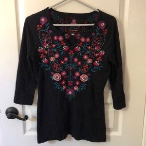 Johnny was embroidered 3/4 sleeve tee